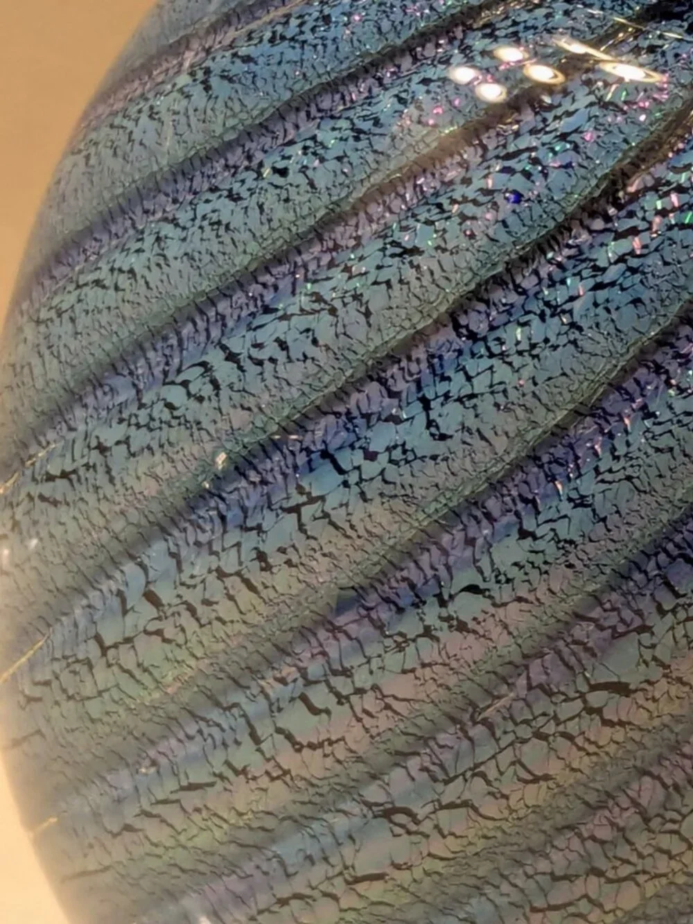 Robert Eickholt Blue Swirled Dichroic Bottle Bud Vase Signed 1989 4.5